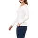 thumbnail image 4 of INSPIRAR CHIC Blusas de Manga Larga Ajustadas de Cuello Redondo Sólido para Mujeres, Color Blanco, 4 of 7