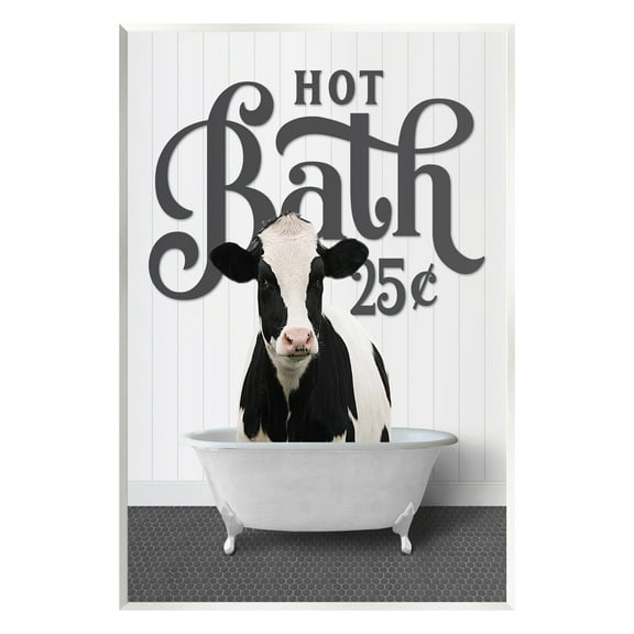 Stupell Industries Vintage Hot Bath Cow Animals & Insects Painting Unframed Art Print Wall Art, 10 x 15