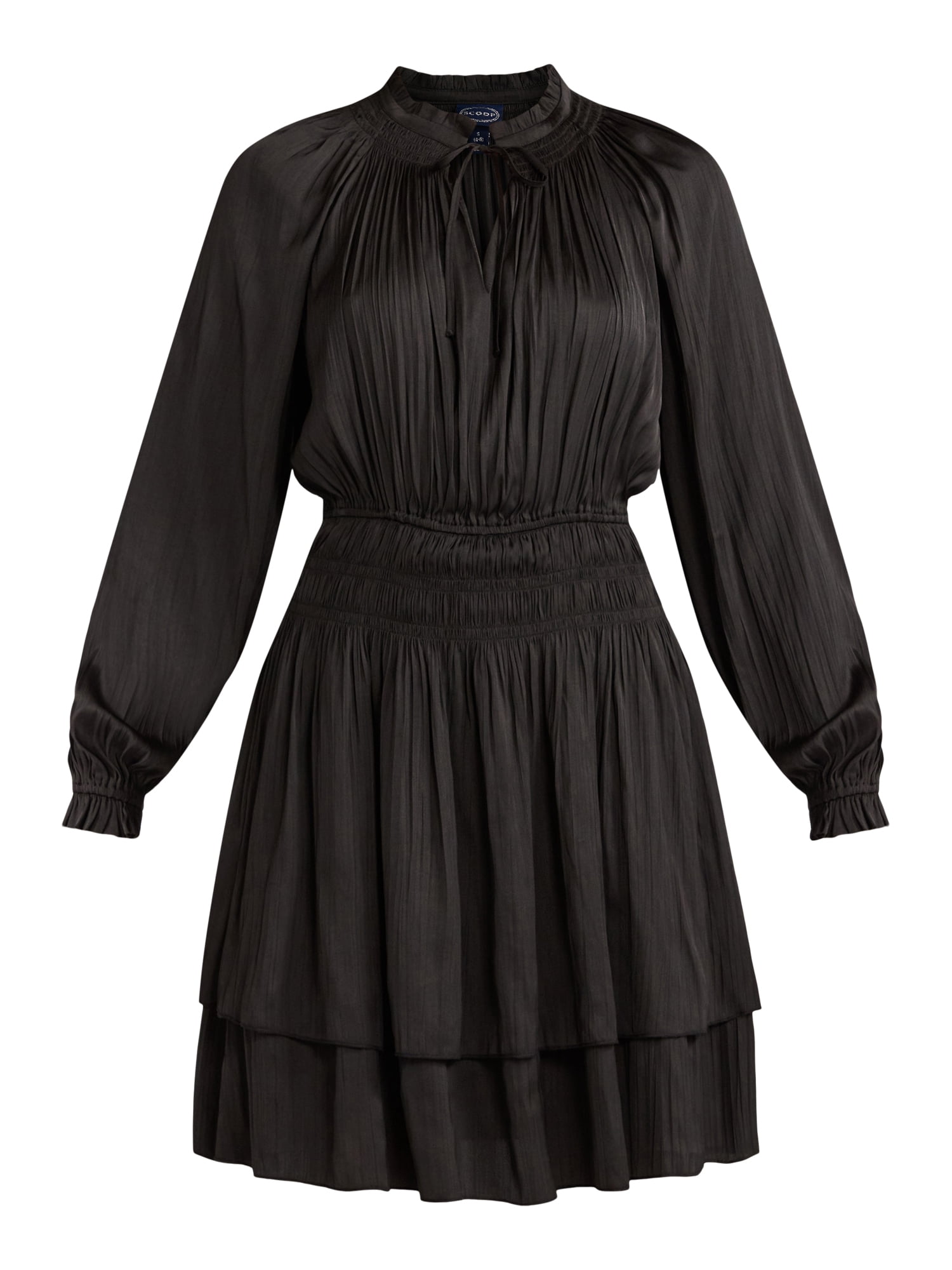 Scoop Women’s Smocked Waist Ruffle Mini Dress with Long Sleeves, Sizes XS-XXL