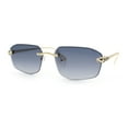 thumbnail image 5 of Gangster Rimless Geometric Narrow Rectangle Jaguar Hustler Sunglasses Gold - Smoke, 5 of 8