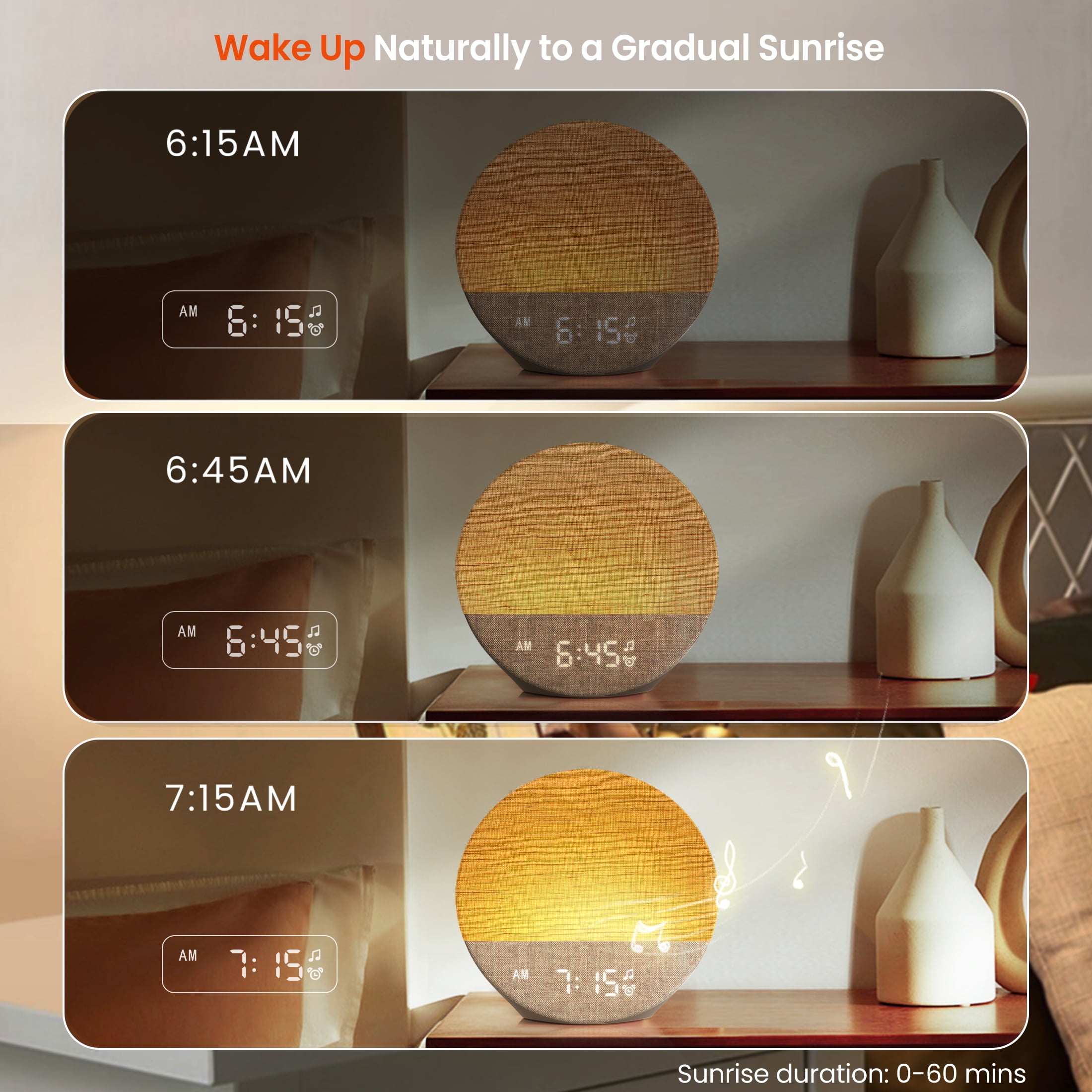Dreamegg Sunrise Alarm Clock & Sound Machine with Dimmable Night Light for Bedrooms
