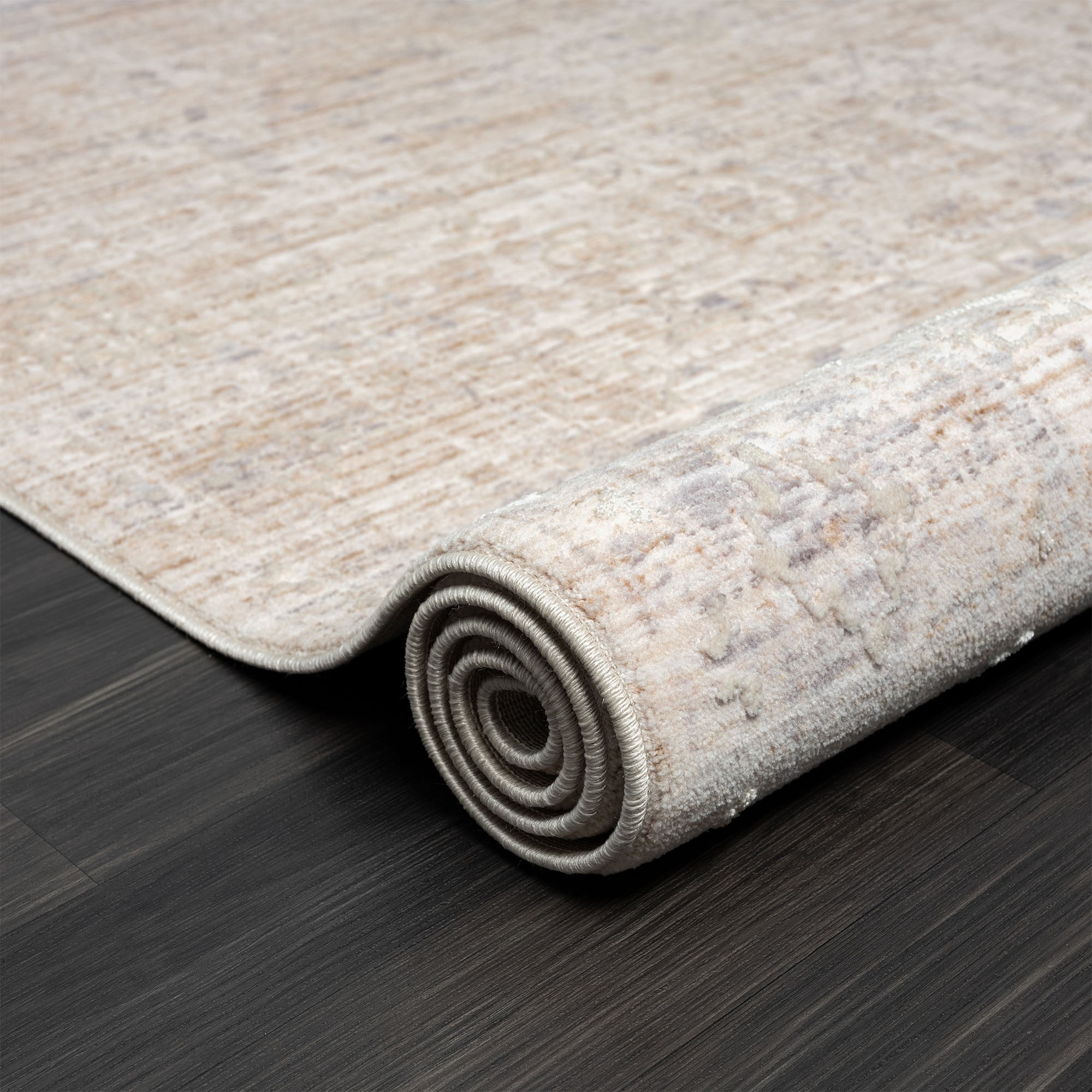 Laddha Home Designs 4' x 6' Floral Bordered Loomed Area Throw Rug - Gray and Beige