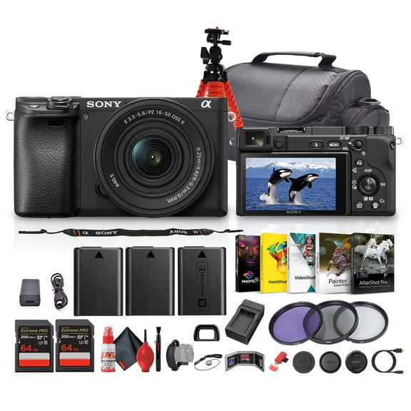 Sony a6400 Mirrorless Camera with 16-50mm f/3.5-5.6 II Lens (Black) - Bundle(International Model)