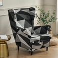 thumbnail image 4 of Wing Back Chair Covers with Arms Piece Slipcovers for Armchair Washable Stretch Print Pattern Wingback Chair Cover Furniture Protector Geometry, 4 of 7