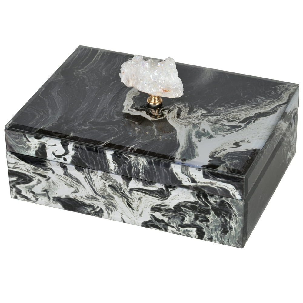 A&B Home Black Marble Jewelry Box