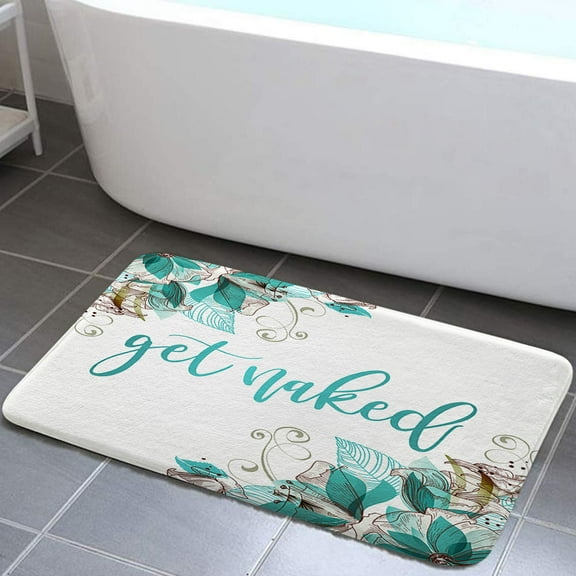 Cute Teal Leaves Bathroom Rugs Get Naked Bath Mat Soft Flannel Bath Rugs Bathroom Decor Warm Floor Mat for Living Room Bedroom 17 x 29 Inches