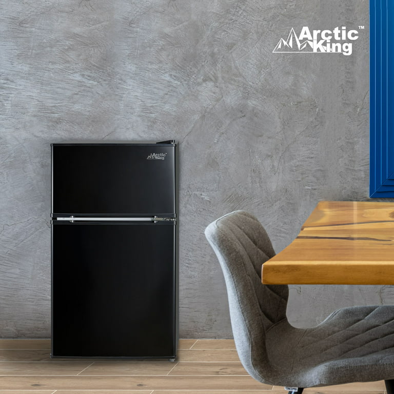 Arctic King 3.2 Cu ft Two Door Compact Refrigerator with Freezer, Black 
