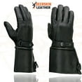 thumbnail image 2 of Milwaukee Leather SH857 Men's Long Cuff Thermal Lined USA Deerskin Black Leather Gauntlet Motorcycle Gloves 3X-Large, 2 of 7