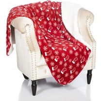 Legacy Decor Red Sherpa Fleece Throw Blanket Warm Plush Cover 60" X 50" Christmas Snowflakes