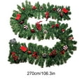 thumbnail image 3 of Christmas Garland Vine – 106" Artificial PVC Christmas Tree Hanging Decoration with Glitter Balls, Pine Cones & Red Berries, Flexible Decorative Garland for Home, Mantel, Staircase, Holiday Scene, 3 of 5