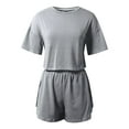thumbnail image 3 of Trendy Women's Shorts Suit - Relaxed Fit Short Sleeved Outfit for Casual Home Wear Stylish Loungewear and Fashion Statement, 3 of 6