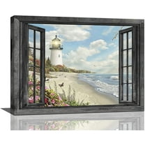 XUEHUAPIAOPIAQ Lighthouse Coastal 12"x16" Framed Canvas Art Prints