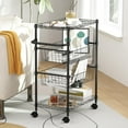 thumbnail image 6 of 4 Tier Rolling Carts,Metal Wire Utility Cart with Wheels & Handle Bar,110 Lbs Heavy Duty Kitchen Serving Trolley Food Storage Cart for Restaurant,Kitchen Mobile Shelf Organizer, 6 of 7