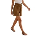 thumbnail image 2 of Endives Womens Wide Leg Short Pants Elastic Waist Loose Cuffed Shorts Casual Short with Pockets M-4XL Coffee, 2 of 5