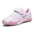 thumbnail image 3 of OnyxTrek Soccer Cleats TF Turf Shoes for Boys Girls Low-Top Football Training Shoes with Hook-and-Loop Straps | Pink TF, 3.5 Big Kid, 3 of 12