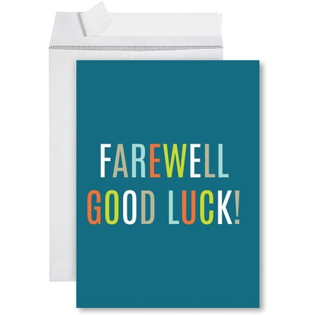 Koyal Wholesale Funny Jumbo Farewell Card With Envelope 8.5 x 11 inch, Big Office Card, Blue Farewell Good Luck!