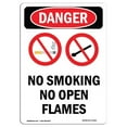 thumbnail image 1 of SignMission OS-DS-A-1218-V-1491 12 x 18 Po Signe de Danger OSHA - Ne Pas Fumer Pas de Flammes Nues, 1 of 1