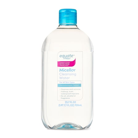 Equate Micellar Cleansing Water for a Gentle Makeup Removal, Fragrance Free, 23.7 fl oz, Compare to Garnier® SkinActive Micellular Cleansing Water