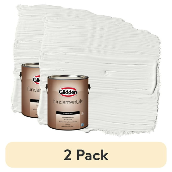 (2 pack) Glidden Fundamentals Grab-N-Go White Satin Exterior Paint, 1 Gallon