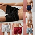 thumbnail image 2 of Men Summer Solid Color Elastic Waist Breathable Silky Boxers Shorts Loungewear, 2 of 7