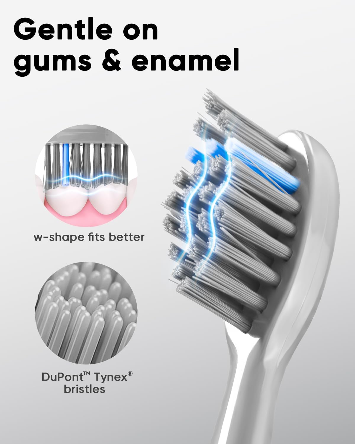 MySmile DY156 Sonic Electric Toothbrush for Adults, 45000 VPM Powered Toothbrush Rechargeable, IPX7 Waterproof, 5 Modes, 2 Mins Smart Timer, 60 Day Battery Life, 3 Tooth Brush Heads, Gray