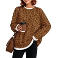 thumbnail image 4 of Leopard Print Sweatshirt for Women, Long Sleeve Crew Neck Pullover Top, Casual Loose Fit Animal Pattern Shirt for Fall Winter, 4 of 5