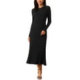thumbnail image 1 of VESTIDO DE SUÉTER DE MANGA LARGA PARA MUJER INSPIRE CHIC, CUELLO REDONDO, TEJIDO DE CANALÉ, PLISADO EN A, VESTIDOS MIDI TALLA S NEGRO, 1 of 6