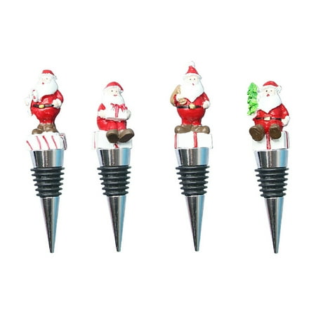 

JWDX Wine Stopper Clearance! Christmas Exclusive Red Wine Stopper High Grade Resin Christmas Metal Bottle Stopper Gift Packaging Champagne Stopper Include 4X Wine Bottle Stoppers