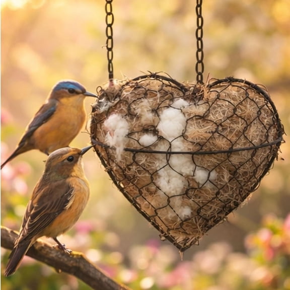 Nest Refill,Bird Nest,Handmade Alpaca Fiber Bird Nesting Heart,Alpaca Fiber Bird Material House,Handmade Fiber Bird Nesting Heart,Winter Fowl Gifts Animal Hummingbirds(E)