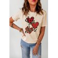 thumbnail image 3 of ABPHQTO Camiseta gráfica con estampado de lentejuelas de leopardo en forma de corazón caqui para mujer, 3 of 5