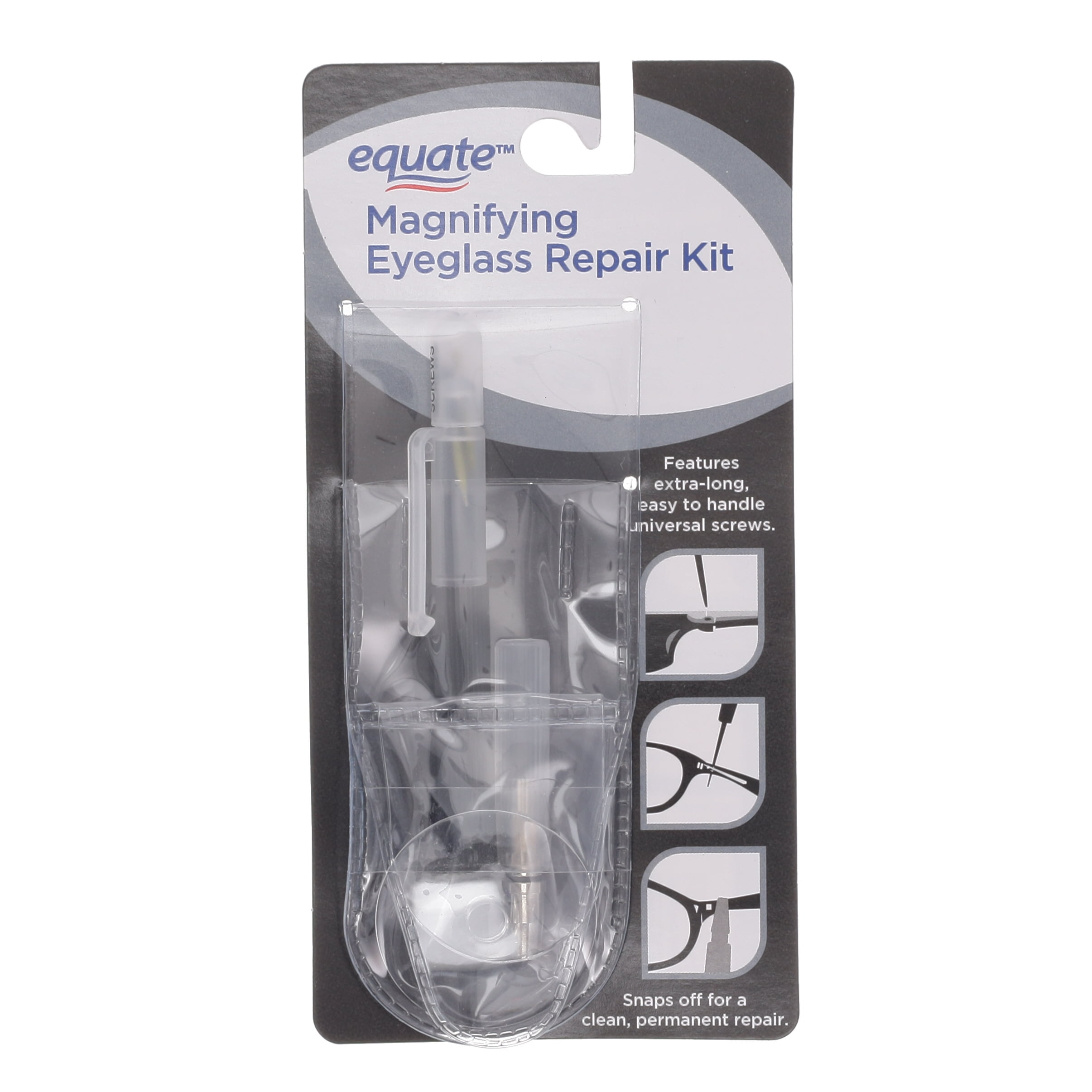 (3 pack) Equate Magnifying Eyeglass Kit with Metal Screws, Screwdriver, Magnifier, and Storage Pouch, 1 Count