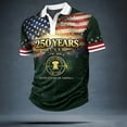 thumbnail image 2 of LPKRT Men 250Th Anniversary Polo Shirt - Classic Loose Fit Short Sleeve, Casual Plus Size Top(Army Green-S), 2 of 3