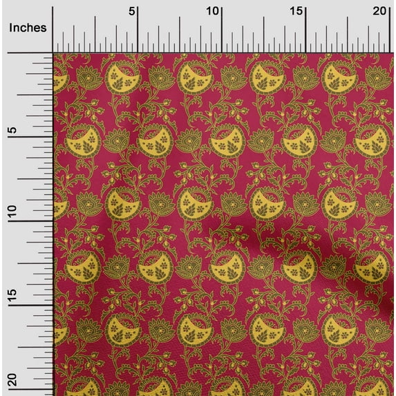 oneOone Cotton Silk Fabric Leaves & Floral Block Decor Fabric Printed BTY 42 Inch Wide