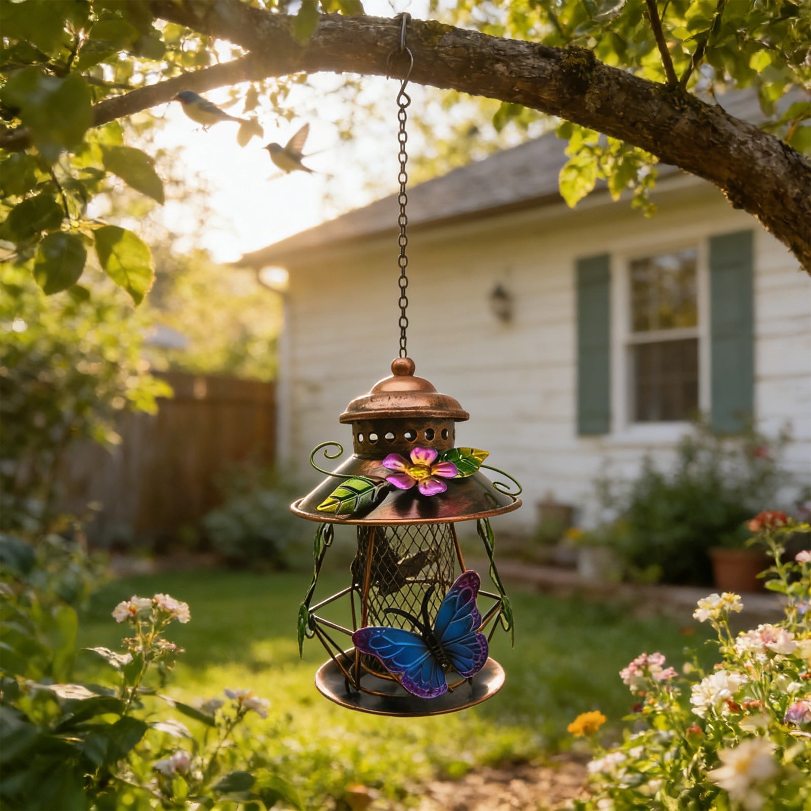 Outdoor Hanging Metal Bird Feeder For Courtyard And Garden Automatic Wilds Bird Feeder