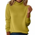 thumbnail image 3 of WHEANG Long Sleeve Shirts For Women Turtleneck Long Sleeve Knitted Pullover Wool Blend Warm Cozy Ribbed Cuffs Casual Winter Top 1Pc Gold S-3Xl, 3 of 5