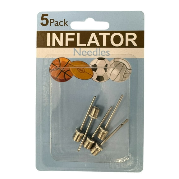 5-Piece Sports Ball Inflator Needles Set for Basketballs, Footballs, Volleyballs, Soccer Balls and More, Made of Durable Metal with Screw Bottoms, 1.5" Long, Gray