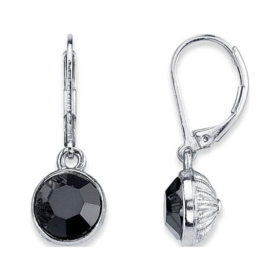 1928 Jewelry Classic Round Black Drop Earrings