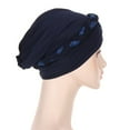 thumbnail image 4 of Women Muslim Braid Head Wrap Indian Cancer Hat Turban Hat Sleep Cap Chemo Cap NAVY BLUE, 4 of 8