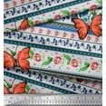 thumbnail image 3 of Soimoi Blue Rayon Crepe Fabric Floral & Insect Patchwork Printed Craft Fabric by The Yard 46 Inch Wide, 3 of 3