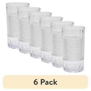 Mainstays 20 oz Clear Acrylic Diamond Texture Tumblers, 6-Pack