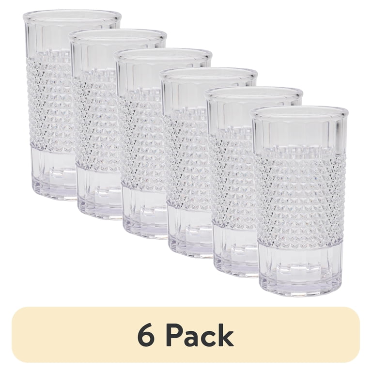 Mainstays 20 oz Clear Acrylic Diamond Texture Tumblers, 6-Pack photo 1