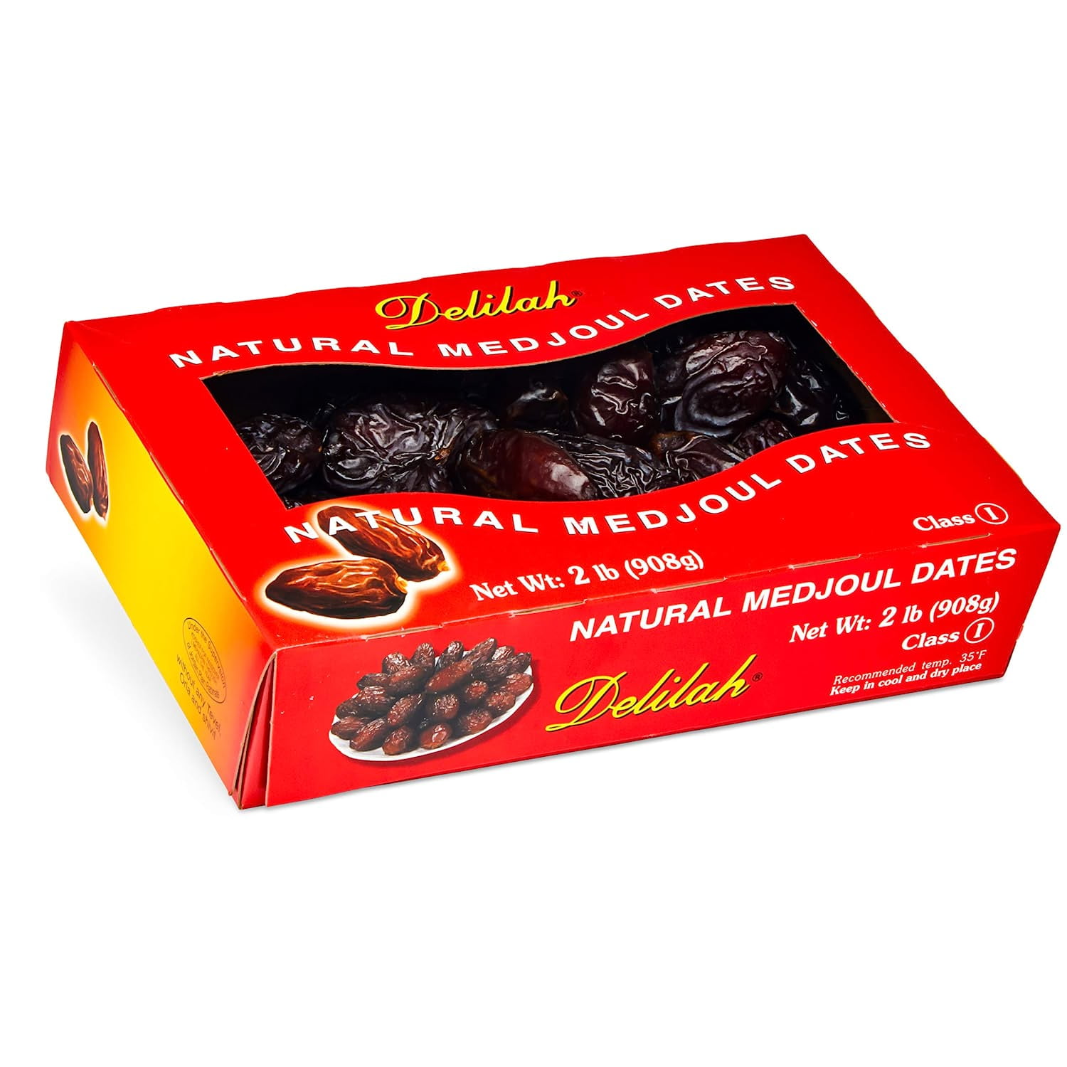 Delilah Jumbo Premium Natural Medjoul (Medjool) Dates 2 LB Box