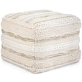 thumbnail image 1 of Pemberly Row Pouf Carré Boho en Motif Tissé Tissé à la Main Naturel, 1 of 8