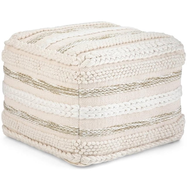 Pemberly Row Pouf Carré Boho en Motif Tissé Tissé à la Main Naturel