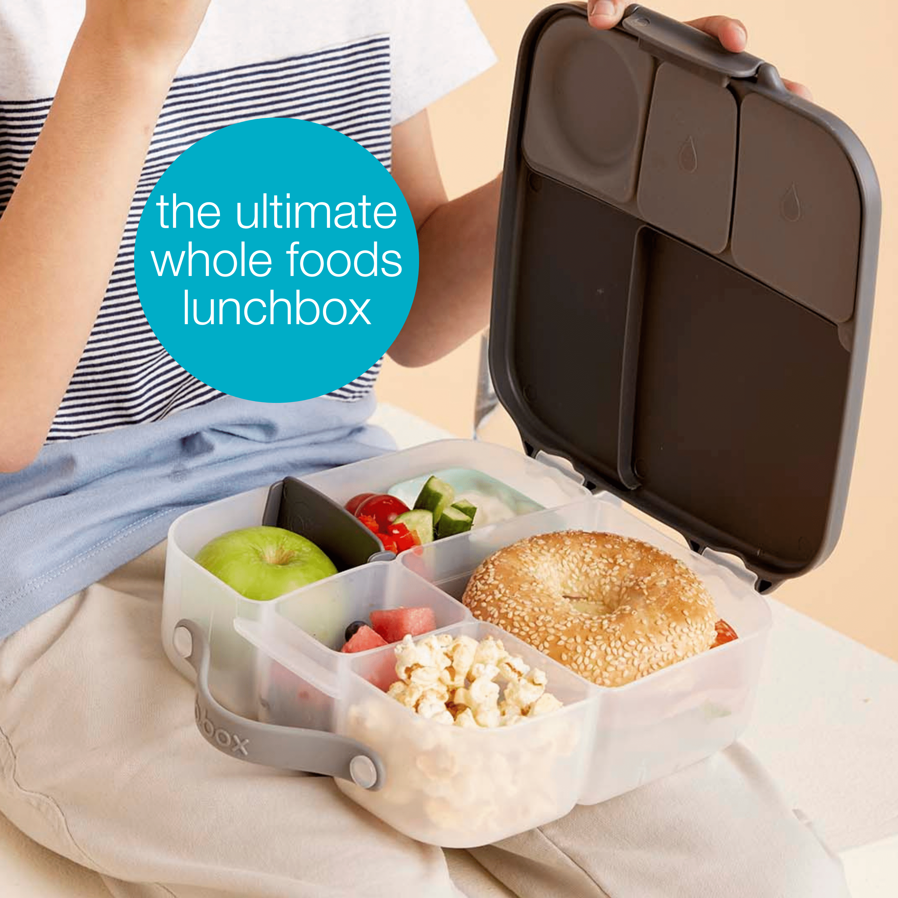 b.box Lunch Box for Kids - 4 Compartment Lunchbox (Blue Slate)