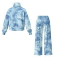 thumbnail image 6 of Uorisanigo Blue Tie Dye Womens 2 Piece Outfits Fall Sweatsuits Oversized Mock Neck Hoodie Wide Leg Sweatpants with Pockets Tracksuit Lounge Sets Drawstring Activewear Plus Size Leisure Wear, 6 of 8