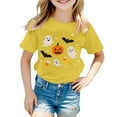 thumbnail image 3 of WhouRiu Big Girl T Shirt Halloween Cartoon Print Short Sleeve Tshirt Kids Fashion Party Holiday Casual Tee Yellow,Sized 7-8, 3 of 3
