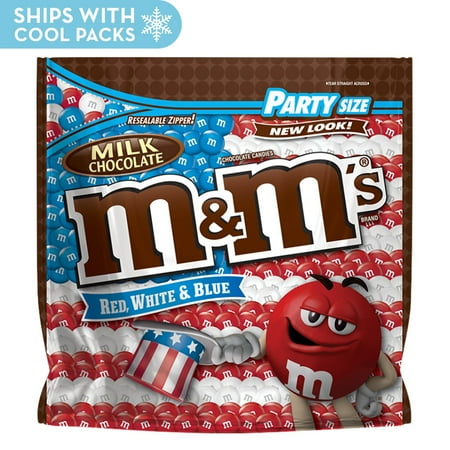 - M&M'S Red, White & Blue Milk Chocolate Candy Party Size Bag, 42 oz