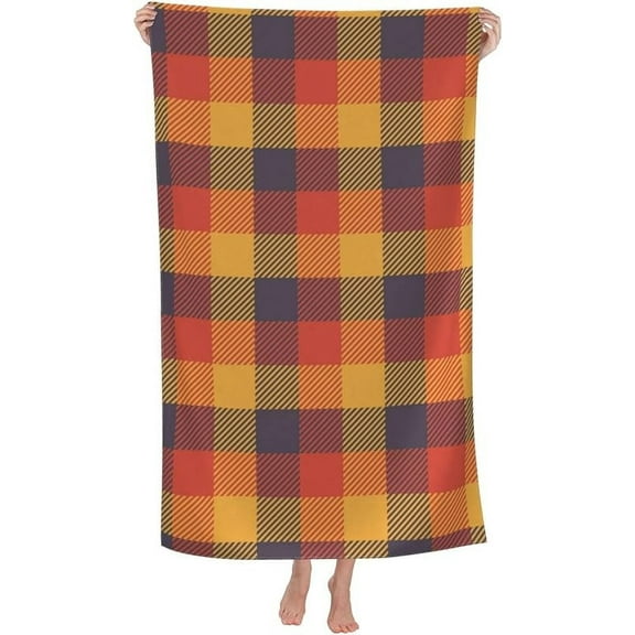 Checkered Beach Towel Large Soft Absorbent Quick Dry 52x32IN Bath Towels for Women Men Pool Camping Travel Swimming Picnic Sports,