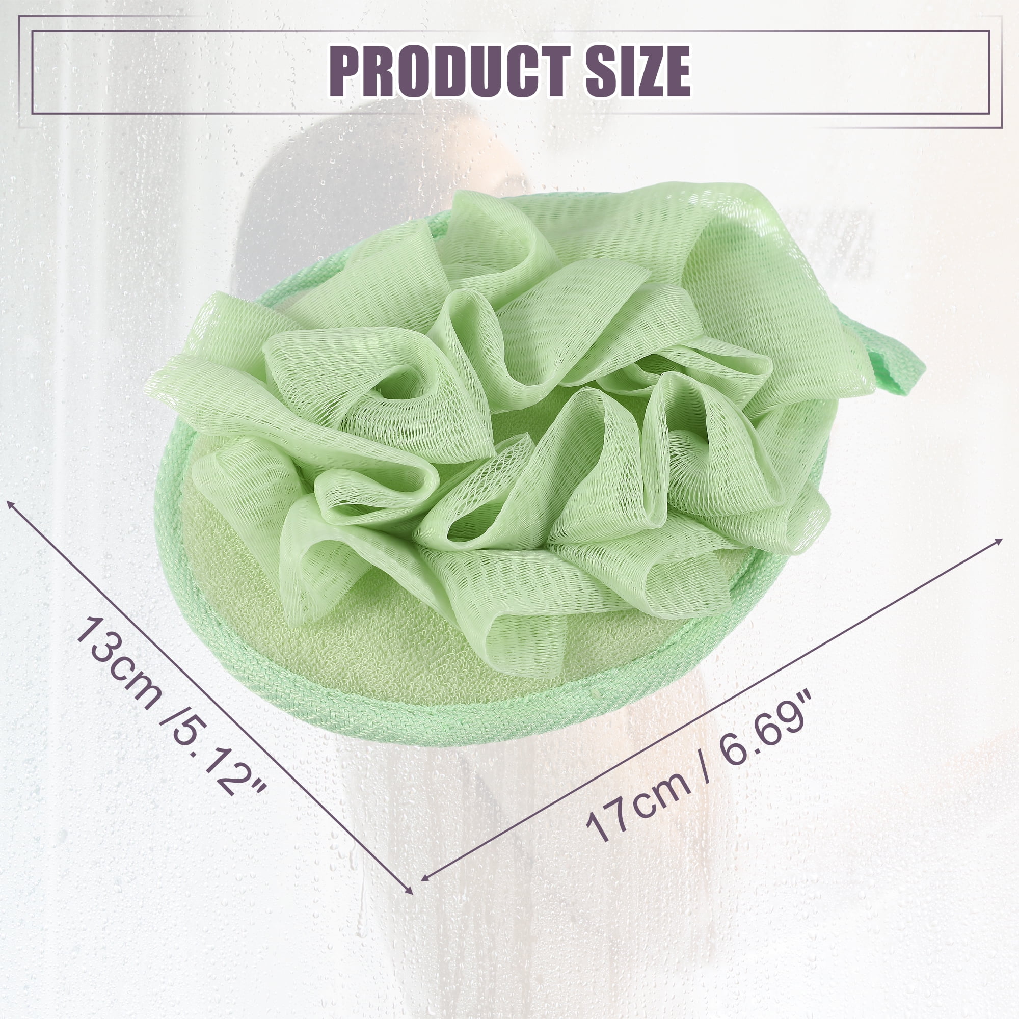 Unique Bargains Sponge Mesh Gloves with Flower Bath Ball Green